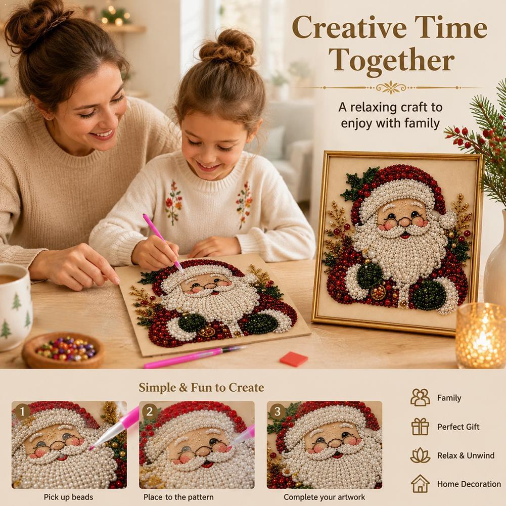 Art Craft Gifts For Adults - Kit Seni Mutiara Santa Claus Natal