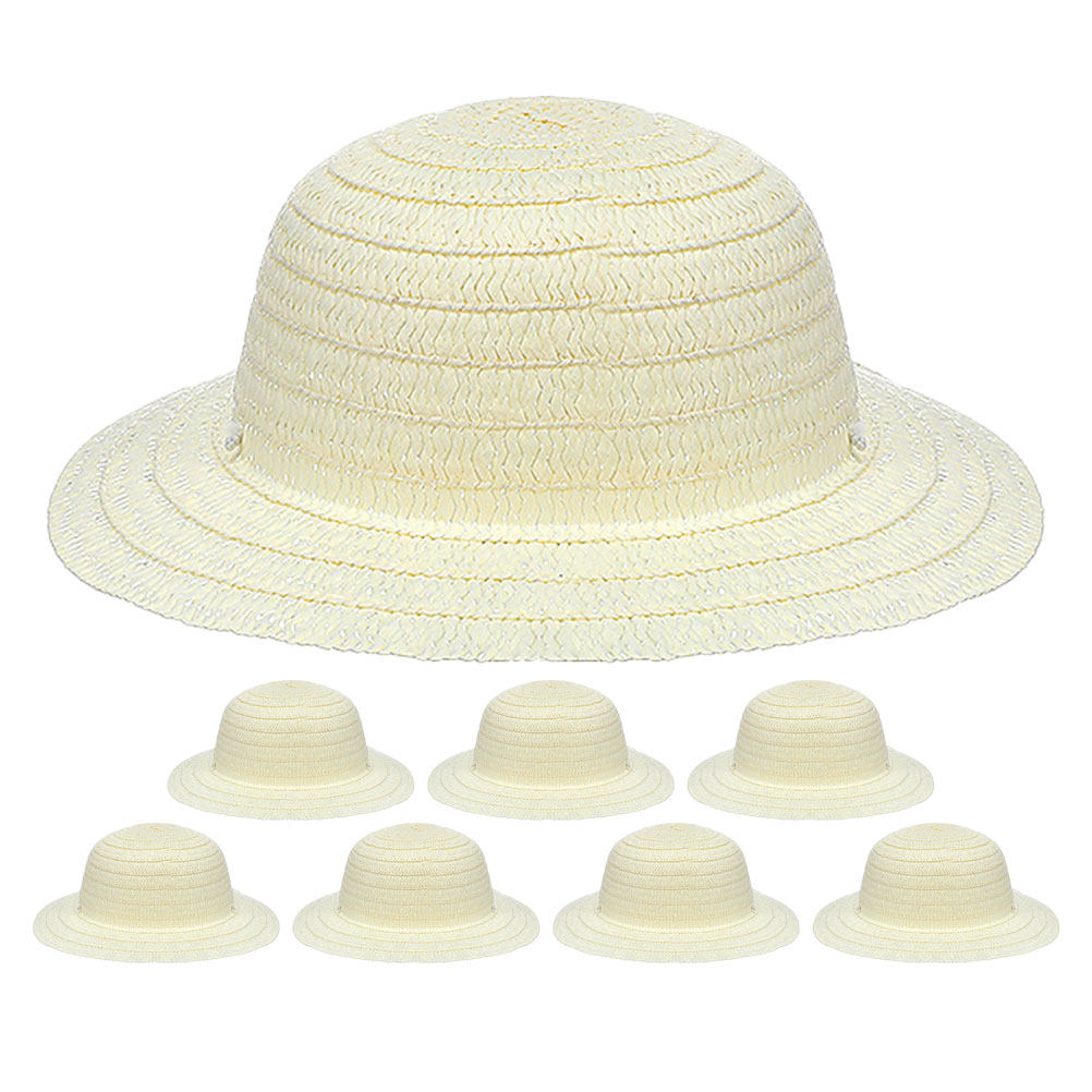 8Pcs Topi Jerami Anak DIY Puti - Art Craft Handmade ulasan dan harga