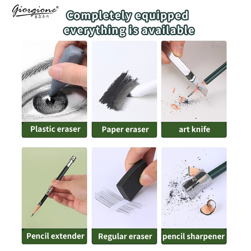 GOIRGIONE Pro Sketch Set 10/12 - Sketching Charcoal Set ulasan dan harga