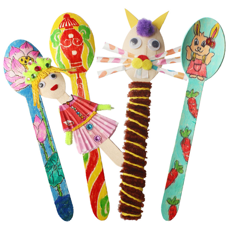 20 Buah/Lot. Sendok Kayu Seni  - Art Craft Kindergarten ulasan dan harga